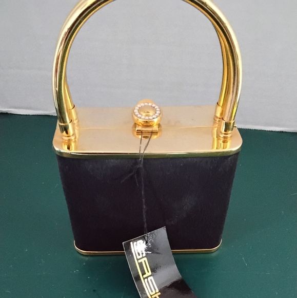 Sasha Black and Gold Women's Handbag - Picture 2 of 11